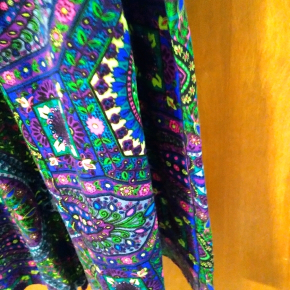 Vintage Neon Floral Barkcloth Maxi Skirt Handmade - Picture 11 of 14